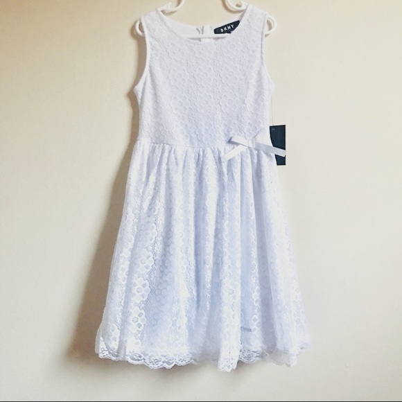 dkny white lace dress